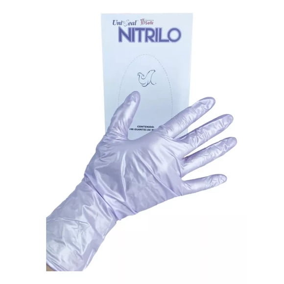 Guante De Nitrilo Metálico Uniseal Color Lila Talla Xch