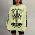 thumbnail image 2 of HUITKMM Chandail pour Femmes Unisexe Mode Imprimé Design Squelette Surdimensionné Longline Sans Capuche Col Rond pour et Mode Urbaine Décontracté, 2 of 5