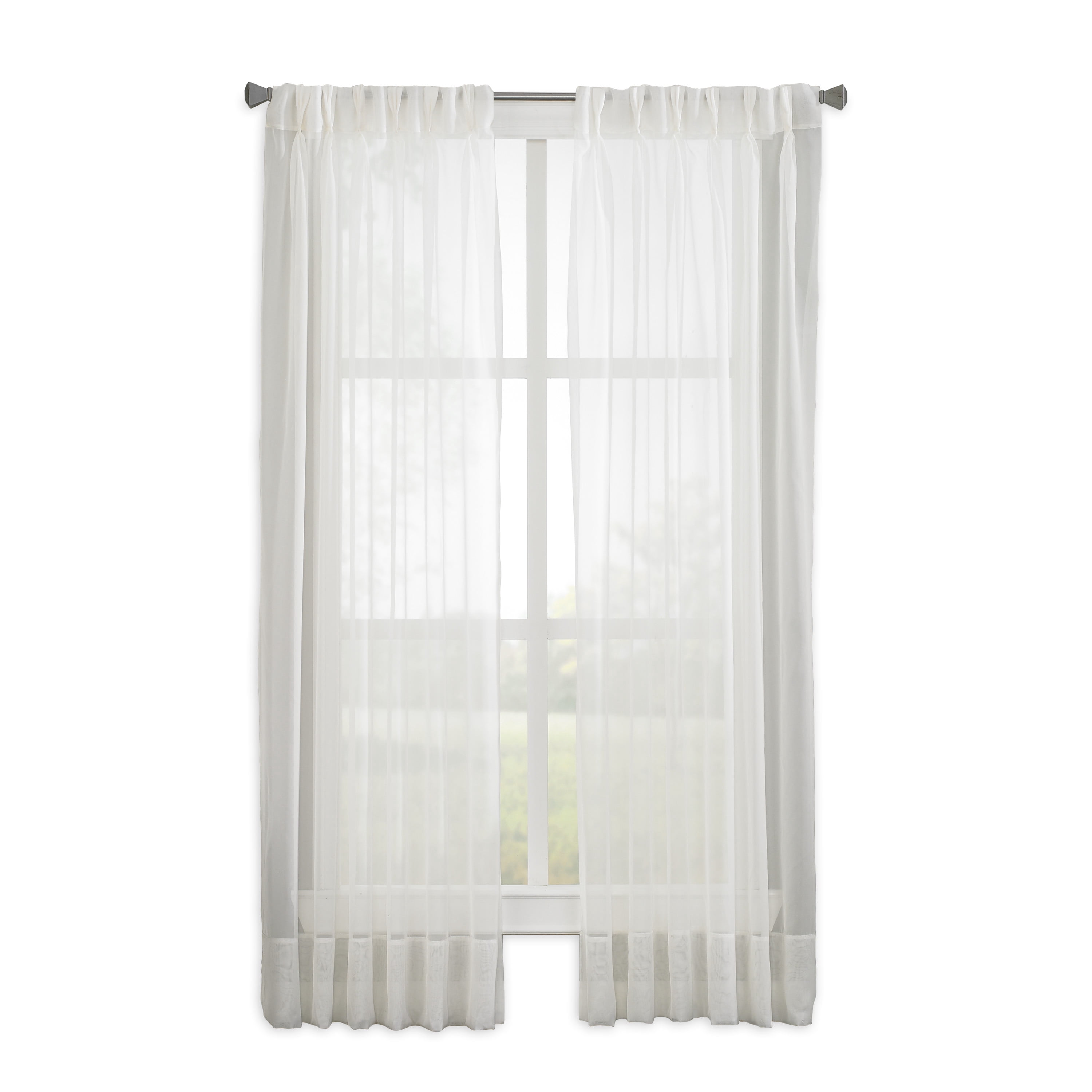Curtainworks Soho Voile Indoor Curtain, Polyester Sheer Pinch Pleat Single Panel, White, 29" x 120"