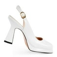 thumbnail image 5 of Ferwind Women's Slingback Sandal Pump Platform High Heels Square Toe Adult White  6.5, 5 of 7
