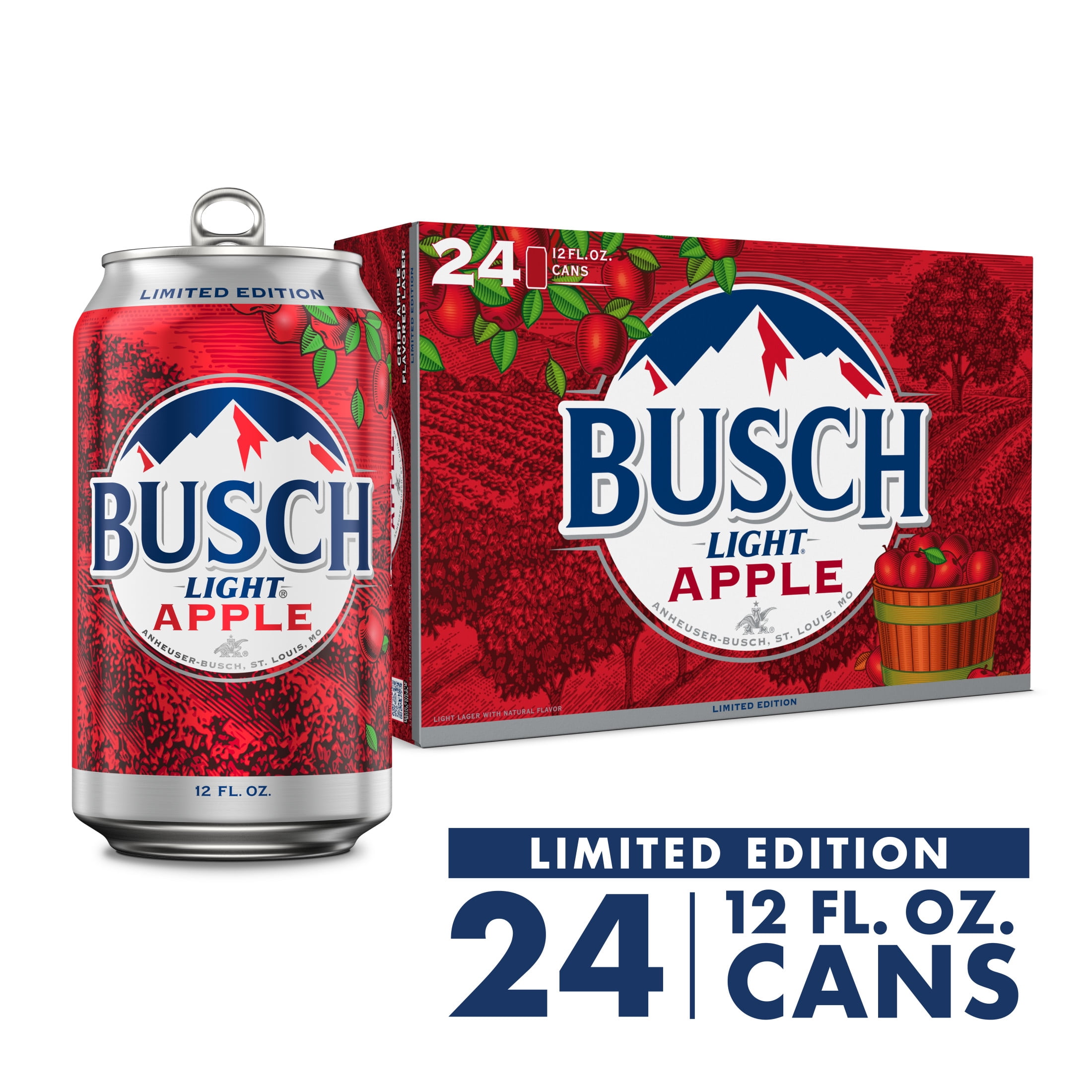 Busch Light Apple American Lager Beer 24 Pack, 12 fl oz Cans , 4.1% ABV