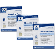 QC Nicotine Gum Stop Smoking Aid Original 110 Pieces, 2mg Each Pack of 3