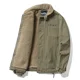 thumbnail image 2 of Chaqueta de invierno para hombre, con cuello de piel gruesa, estilo militar, de lana, estilo aviador, de algodón, cálida, estilo parka, estilo militar, de piel de cordero, 2 of 5