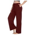 thumbnail image 1 of Gibobby Pantalones dama Pantalones deportivos casuales para mujer Pantalones de color cómodos Pijamas de yoga sólidos Pantalones largos(Vino， S), 1 of 5