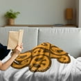 thumbnail image 3 of 1970s Soft Flannel Fleece Throw Blanket, Grunge Effect Love Peace Joy Words with Heart Flower Monochrome, Cozy Plush for Indoor and Outdoor Use, 70" x 90", Pale Orange Dark Orange, by Ambesonne, 3 of 5