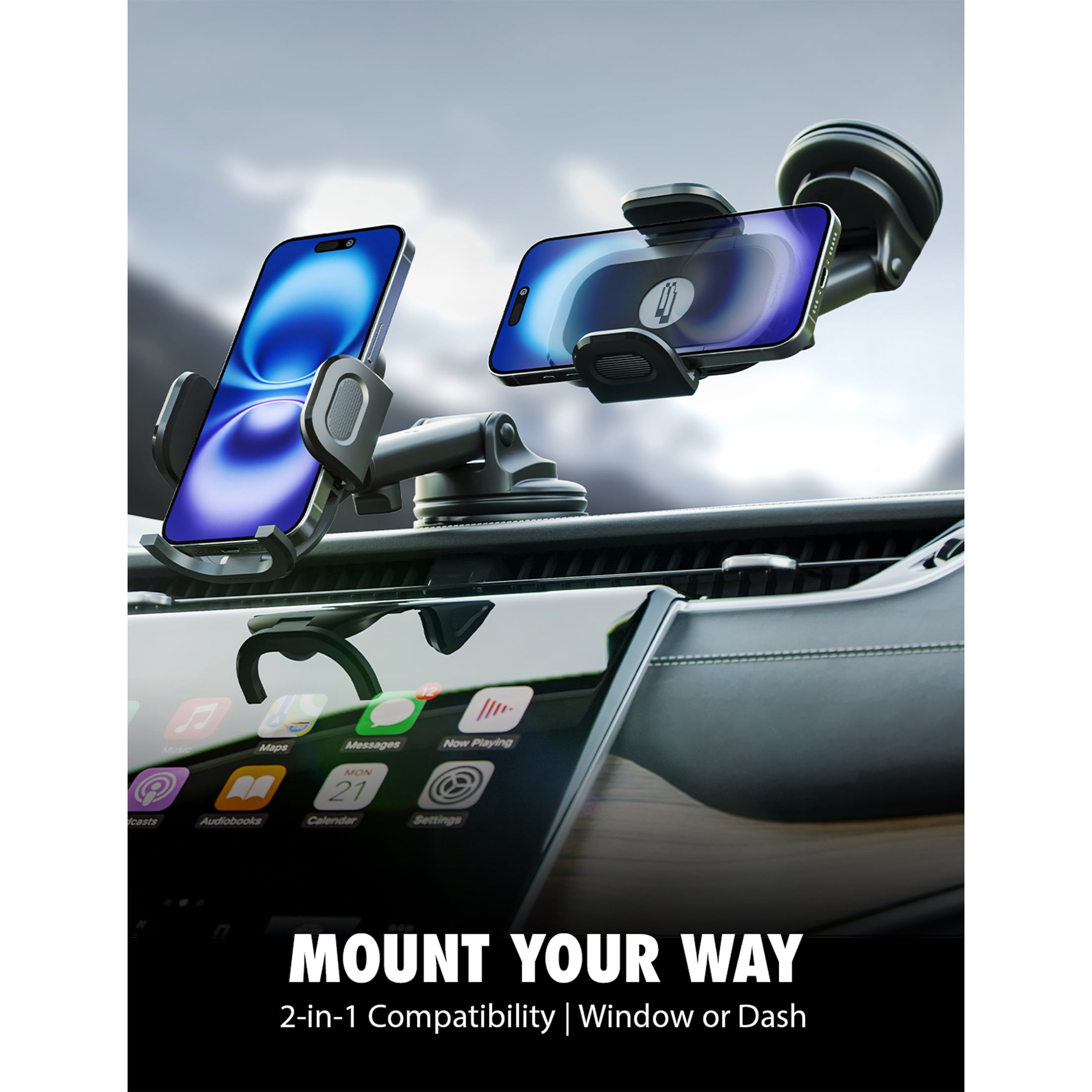 Bracketron TripGrip 2.0 Car Phone Mount, Dashboard and Windshield Holder with Adjustable Arm & 360° Rotation