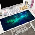 thumbnail image 5 of Desk Mat Blue Green Stars Nebulae Large Keyboard Mouse Pad for Laptop PC Setup Desk Cover Protector Desk DéCor for Office Home Work Gaming 31.5" X 11.8" Stitched Edge Non-Slip Design, 5 of 6