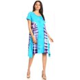 thumbnail image 5 of Sakkas Sirena Women's Short Sleeve Loose Plain Midi Casual Scoop Neck Flared Dress - Turq - One Size, 5 of 5