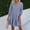 Blue, variant on HAOTAGS Women Linen-Cotton Blend Dresses Button Front Placket Short Sleeve Elastic Waist Weekend Pullover Dress Blue Size M