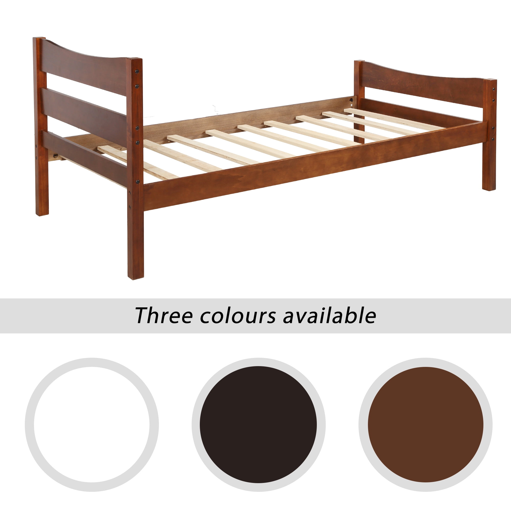Gewnee Solid Wood Twin Size Platform Bed Frame with Headboard and Footboard for Kids Adults,Espresso