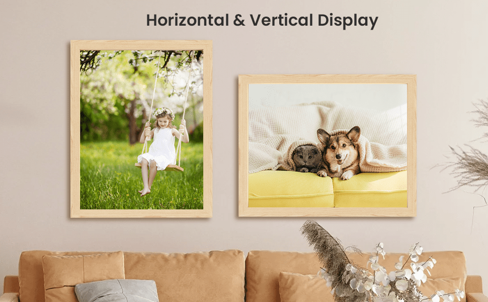 AURALYN 11x14 Picture Frame Set of 3 – Fits 8x10 with Mat or 11x14 Without Mat – Easy to Hang, Finger-Friendly, Includes Hanging Kit (Classic Wood Grain, 3 Pack)