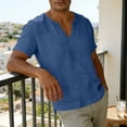 thumbnail image 4 of Dvprdro Mens Cotton Linen T Shirts V Neck Short Sleeve Solid Casual Beach Tops, 4 of 10