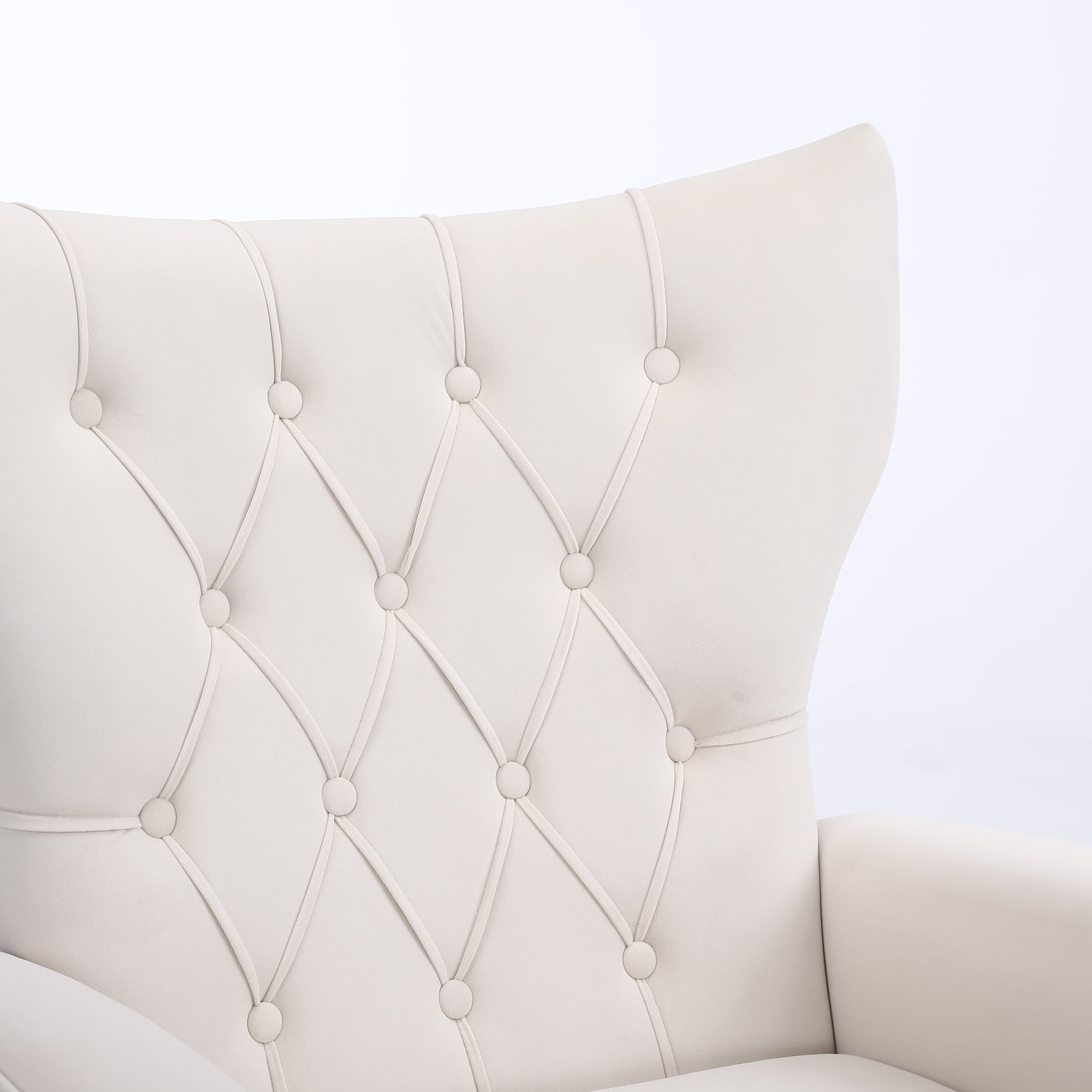 Resenkos Modern Velvet Rocking Chair Nursery with High Backrest, Living Room Accent Chair Armchair, White Resenkos Modern Velvet Rocking Chair Nursery with High Backrest, Living Room Accent Chair Armchair, White