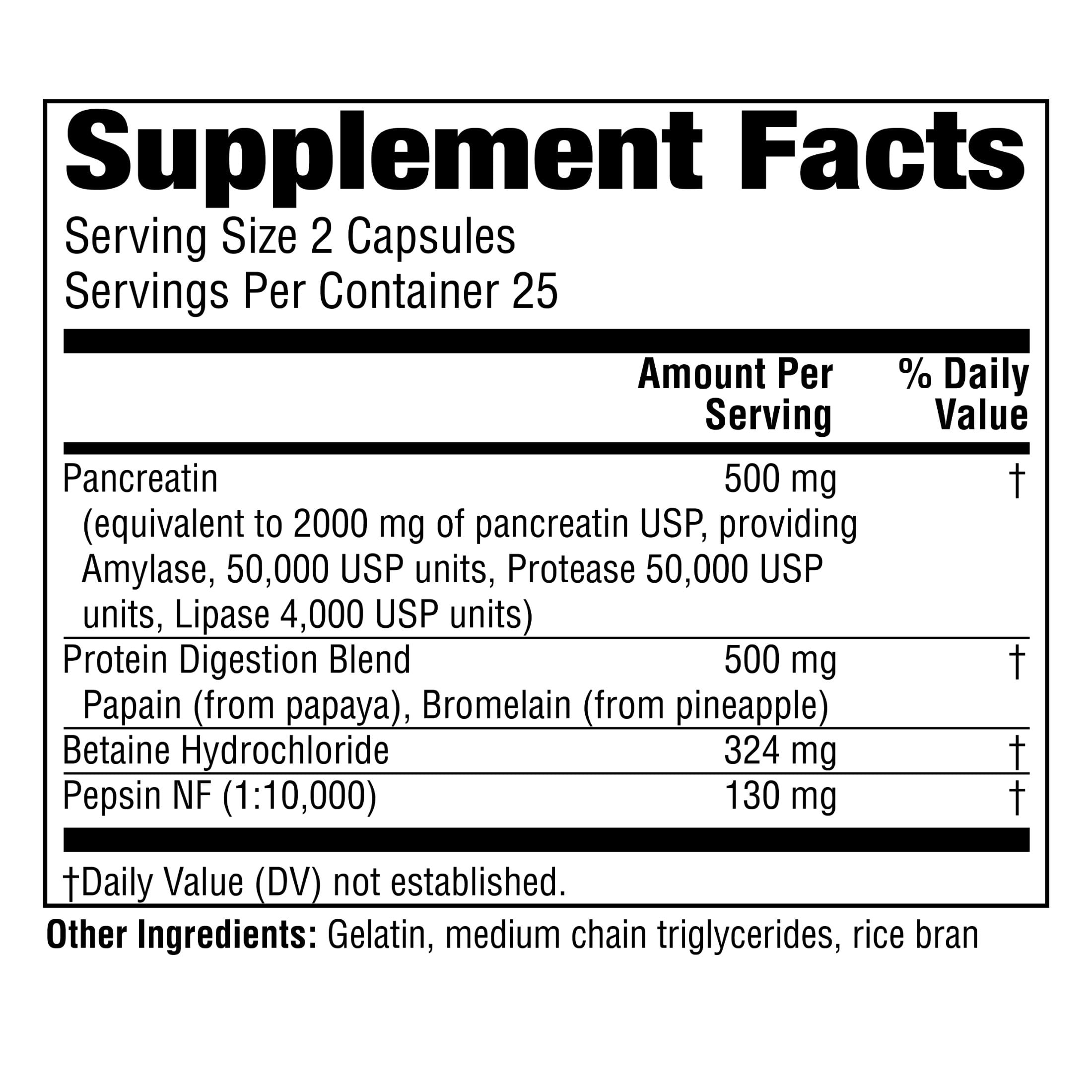 Twinlab Super Enzyme Caps - Digestive Enzymes with Pancreatin, Bromelain and Betaine HCL - Pancreatic Enzymes and Bromelain Supplement for Gut Health, Constipation and Gas Relief, 50 Caps (Pack of 4)