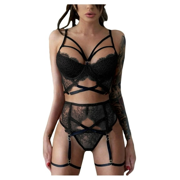 Sexy Lingerie Set Women Push Up Bra with Garter Belt Lace Underwear Nightwear 2PCS Comfortable Elegant Design
