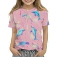 thumbnail image 2 of HVOBBTY T-Shirt Décontracté à Manches Courtes pour Tout-Petits, 3-14 Ans T-Shirt à Manches Courtes Col Rond pour Garçon Rose, 13 Ans, 2 of 5
