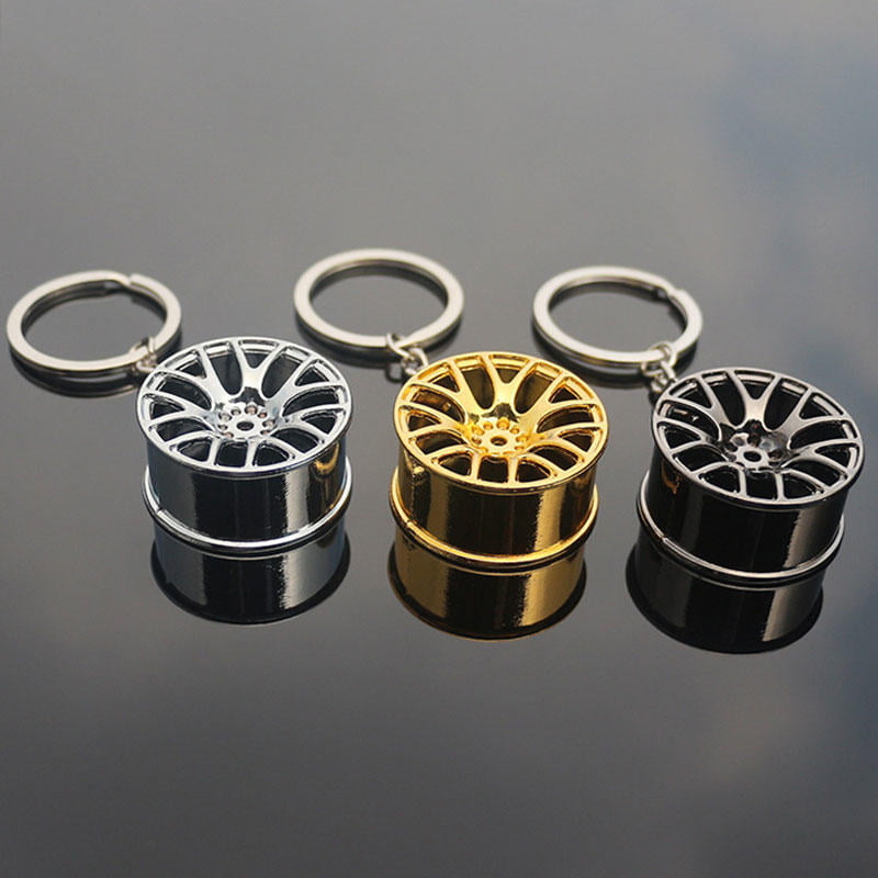 Cool Luxury Metal Keychain Car Shaped Key Ring Wheel Hub Chain Pendant Gift Toy.