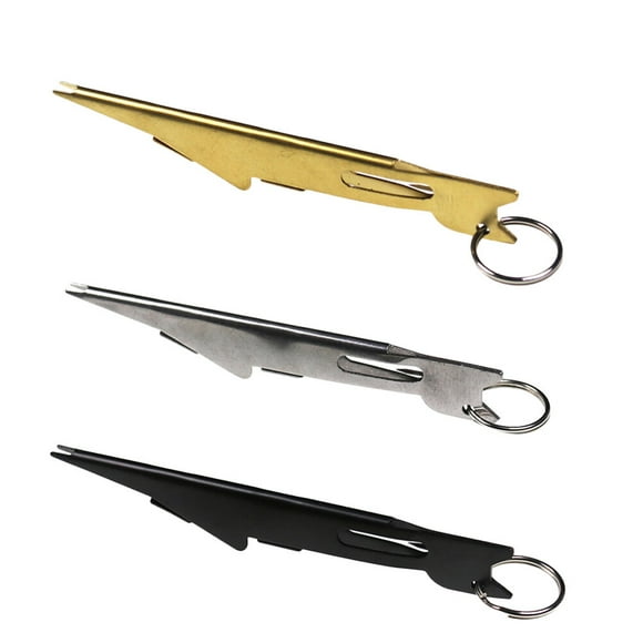 Herramienta práctica para atar nudos de 3 piezas, atado de sedal de pesca con mosca con limpiador de ojos de gancho, accesorio de gancho de pesca plateado, herramienta de caja de aparejos