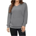 thumbnail image 3 of qolati Womens Sweatshirt Casual Fall V Neck Long Sleeve Hoodless Pullover Tops Oversized Basic T Shirts Fall Sweater with Pockets, 3 of 7