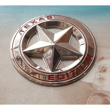 Metal Silver Red Texas Edition Star Emblem Car Badge Sticker Chevy