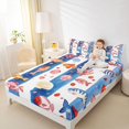 thumbnail image 3 of Castle Fairy Watercolor Vertical Stripe Fish Coral King Sheets 4pcs,Tropical Reef Shell Pastel Print Bedding,Orange Blue,1 Fitted Sheet,1 Flat Sheet and 2 Pillowcases, 3 of 6