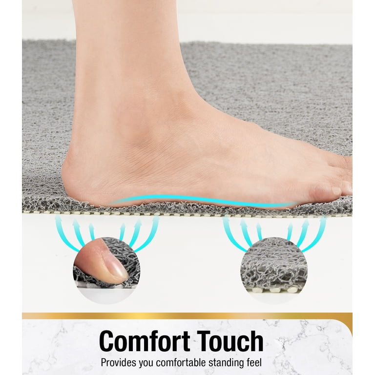 HITSLAM 24x16 Non-Slip Loofah Bath Mat, Gray photo 4