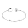 thumbnail image 3 of AeraVida Shiny Casual Open Wrap Circle and Ball Sterling Silver Cuff Bangle Bracelet, 3 of 5