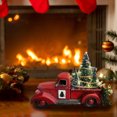 thumbnail image 4 of Red Christmas Truck, Little Red Truck Christmas Decor with 2 Mini Christmas Trees and LED String Lights, Red Metal Pickup Truck Car Model for Christmas Decorations Table Top Decor, 4 of 7