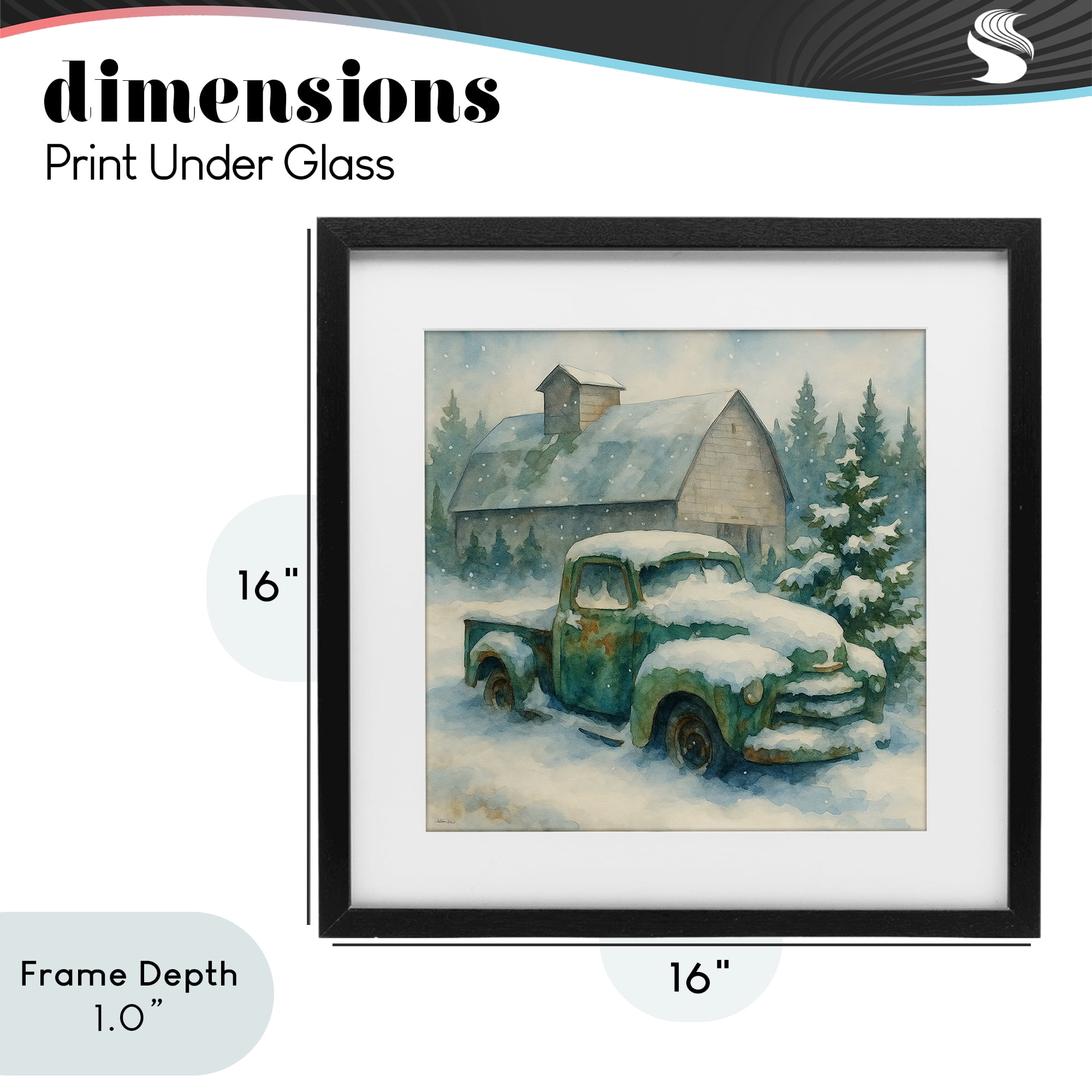 Stupell Industries Nostalgic Winter Farm Truck Black Framed Print Under Glass, design by Antony Smith