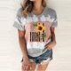 thumbnail image 2 of Día de la Independencia Moda Mujer Casual Cuello redondo Manga corta Impreso Señoras Tops Blusa Pompotops hkajfhjk467284, 2 of 5