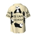 thumbnail image 2 of Daiia Panda Doing Yoga Men's Linen Shirts Short Sleeve Casual Shirts Button Down Shirt for Men Beach Summer Wedding Shirt-XX-Large, 2 of 7