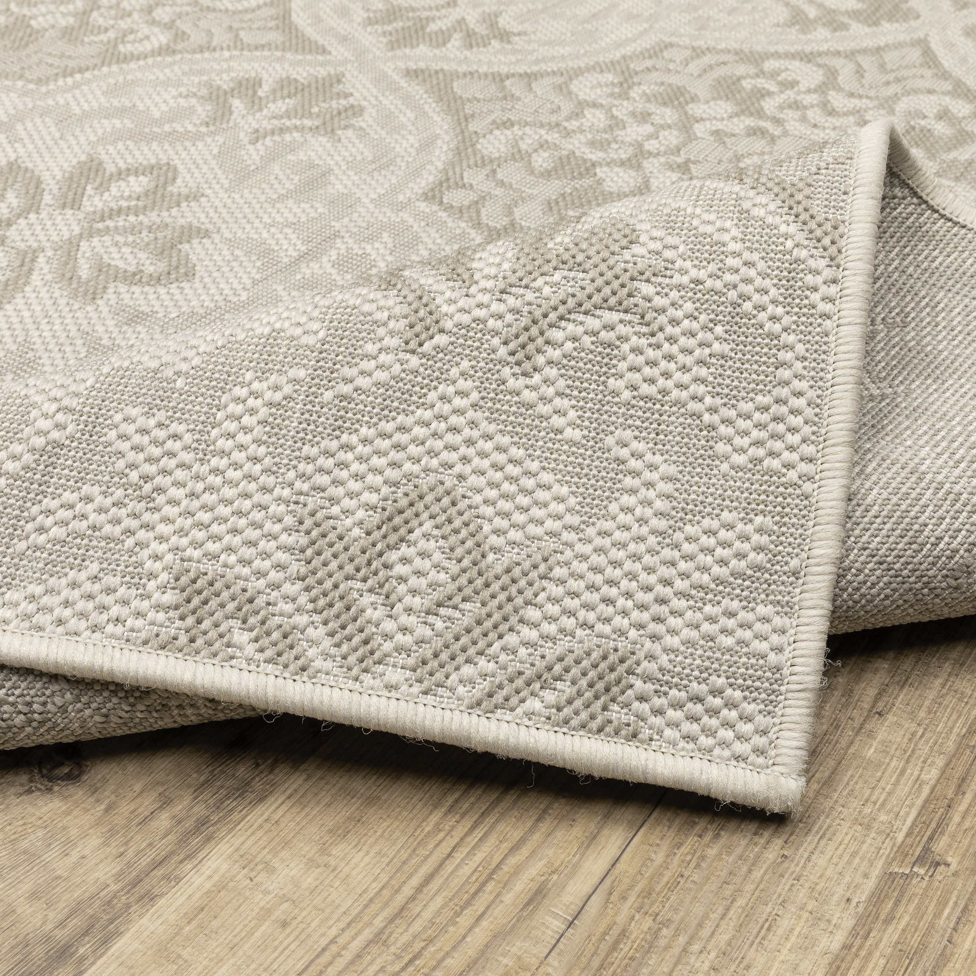 Avalon Home 2' x 7' Ivory and Gray Floral Outdoor Rug