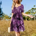 thumbnail image 3 of Geode Agathe Amethyst purple and light pink magic mineral rock slice in half with pastel purple and violet crys Sleeveless Dress, 3 of 7