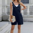 thumbnail image 5 of BLVB Women's Summer V Neck Tank Top Romper Sleeveless Loose Casual Wide Leg Shorts Jumpsuit Overalls with Pockets Clothes, 5 of 7