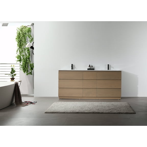 Rothenburg 72" Golden Oak Freestanding Bathroom Vanity