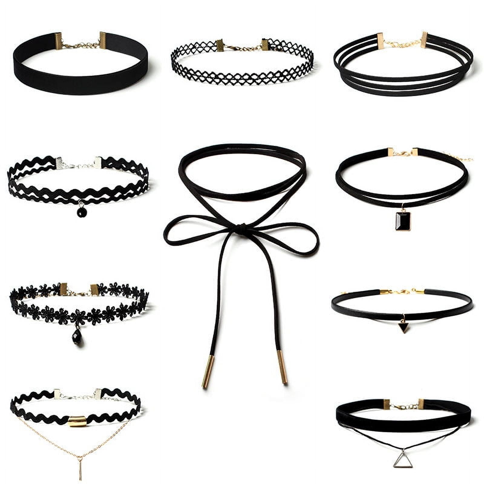Trasfit 10 Pieces Lace Choker Necklace for Women Girls, Black Classic  Velvet Stretch Punk Gothic Tattoo