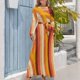 thumbnail image 4 of Vestido largo vintage naranja estilo años 70 a rayas, vestido de festival, vestido de mujer, vestidos de fiesta de verano para mujer, ropa de mujer, 4 of 5