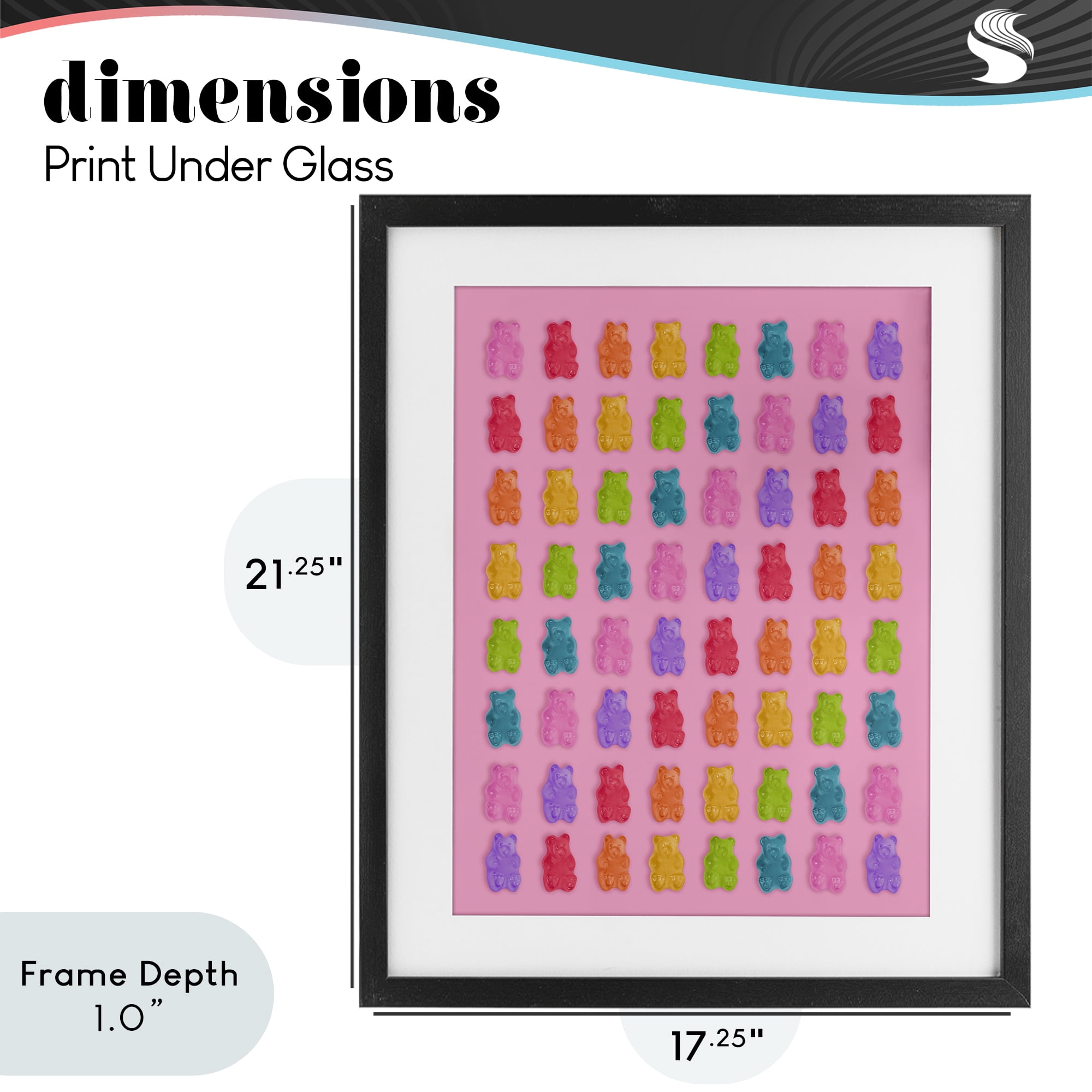 Stupell Industries Rainbow Gummy Bear Candies Black Framed Print Under Glass, design by LISH Creative