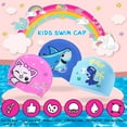 thumbnail image 3 of 3 pieces of children's silicone swimming cap boys and girls' long hair waterproof ear-protection bullhead cute swimming cap, 3 of 5
