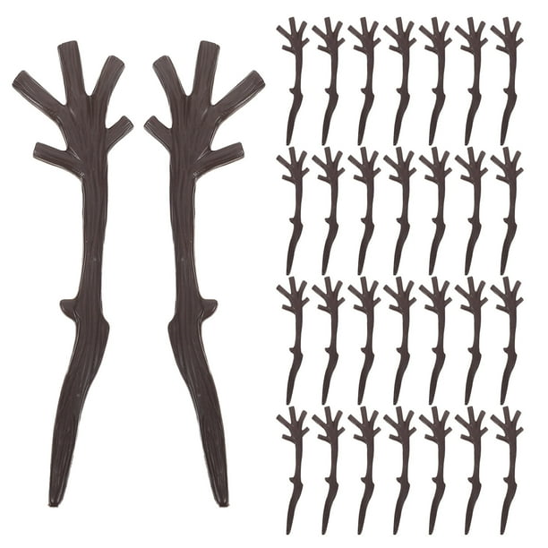 120 Mini Astas de Plástico: Adornos Navideños para Disfraz de Ciervo, Cuernos de Animales, Ramas de Árbol Falsas con Forma de Asta, Ramitas Secas, Ramas para Manualidades