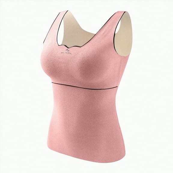 Drie Thermal Camisole for Women Basic Tank Tops for Women, Thermal Vest Warm Tank-Top Sleeveless Camisole Lingerie Light Pink,L