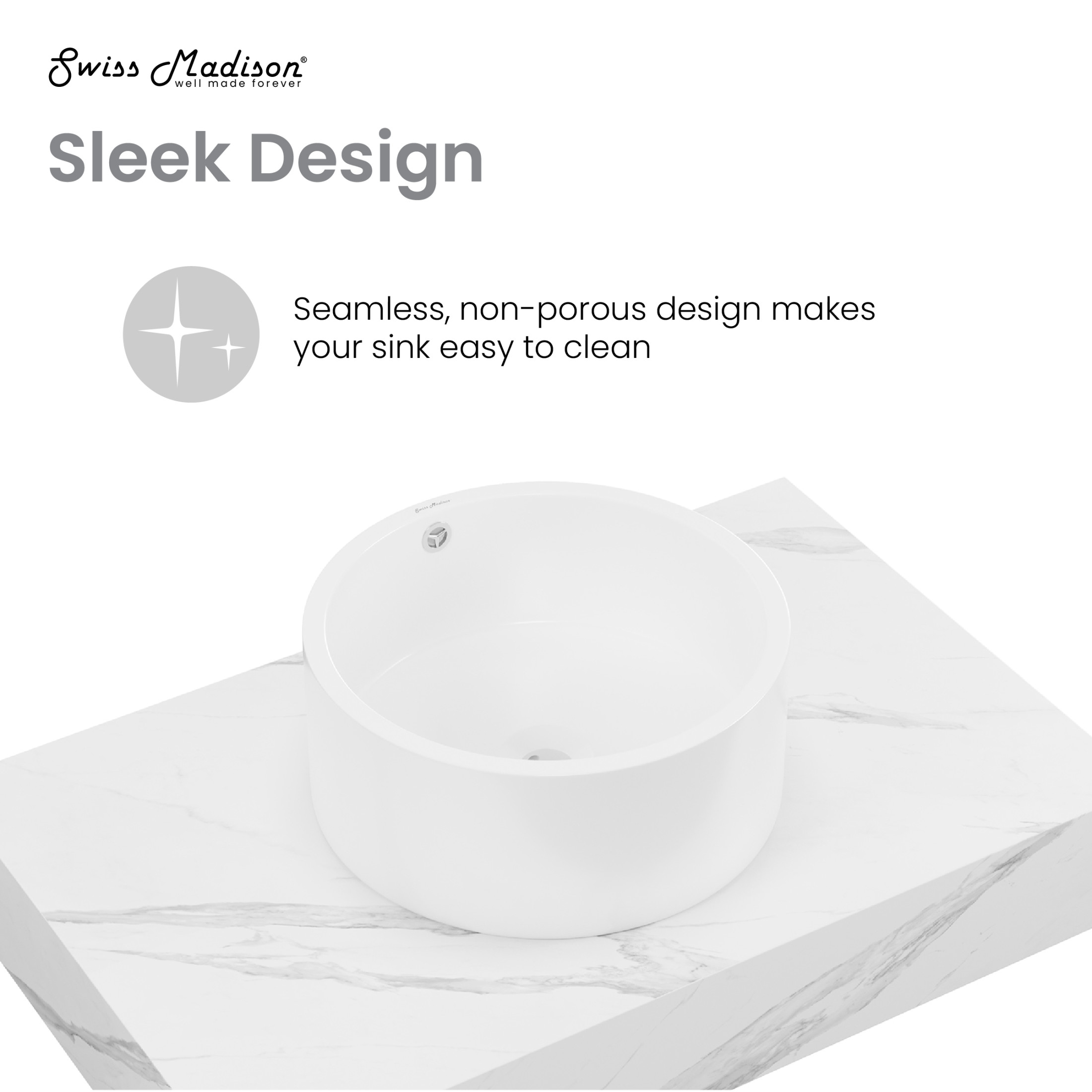 Monaco 36" Floating Bathroom Shelf with Vessel Sink in White Marble