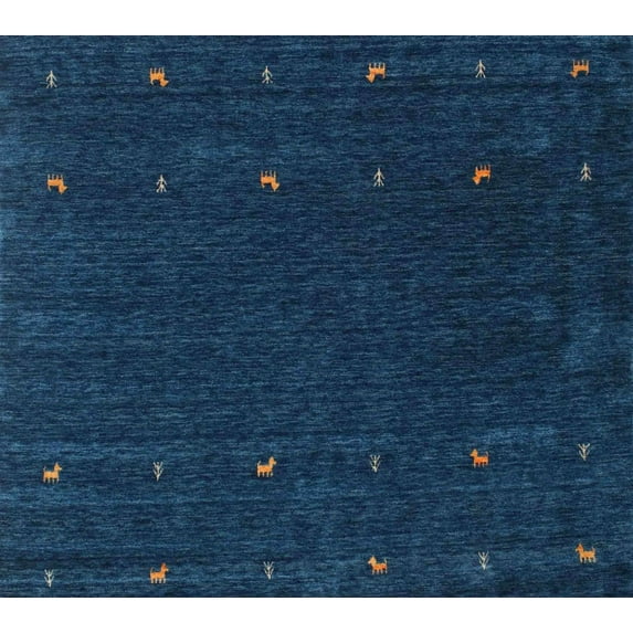 Ahgly Company Indoor Rectangle Contemporary Blue Abstract Area Rugs, 5' x 8'