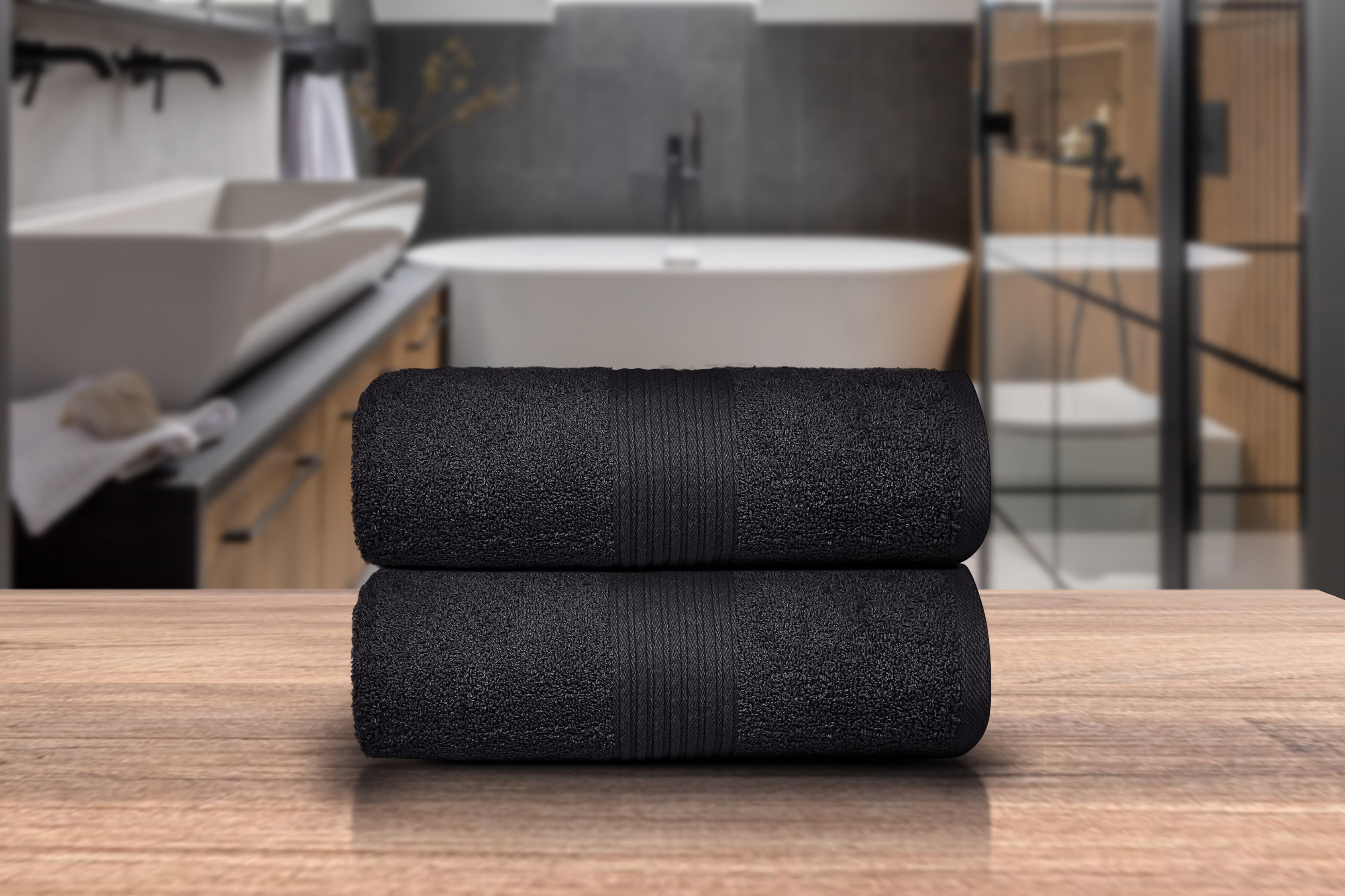 Dewall Maisons Supreme Black 2-Piece Cotton Bath Sheet Set - Ultra-Absorbent, Large 35" x 70" Size - Exceptional Softness And ComFort For Luxurious Bathing