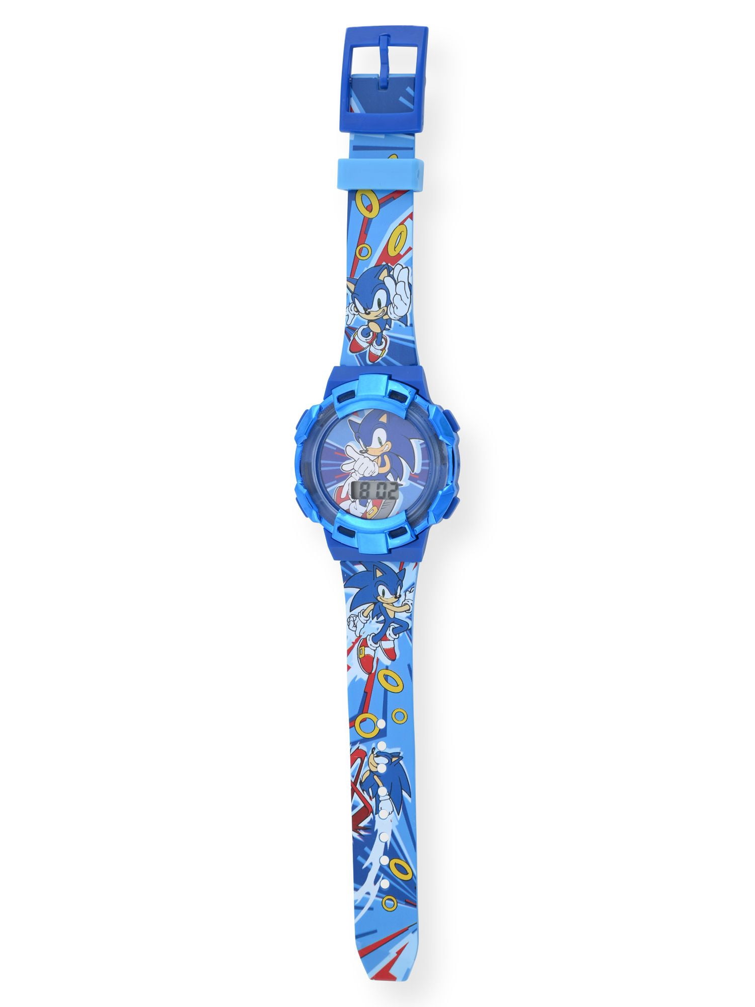 SNC4293MWM Sonic Kids Flashing Lights LCD Watch with Printed Strap