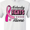 thumbnail image 4 of Inktastic Breast Cancer Awareness Nobody Fights Alone Pink Ribbon T-Shirt, 4 of 5