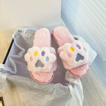 

Gubotare House Slippers Slippers for Women Retro Soft Plush House Slippers Fluffy Cute Mens Womens Slippers Indoor Outdoor Pink 6.50