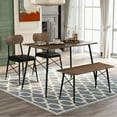 thumbnail image 2 of SEGMART Table and Chairs Dining Set, 4-Piece Dining Room Rectangular Table and 2 Leather Chairs and Bench with Sturdy Steel Frame, Industrial Compact Dining Set for Dining Room, 290lbs, S9738, 2 of 8