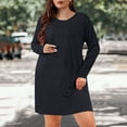 thumbnail image 4 of qolati Plus Size Dresses for Women Oversized Solid Color Nightgown Spring Long Sleeve Crewneck Nightshirts Soft Comfy Sleepwear Pajamas Dress, 4 of 7