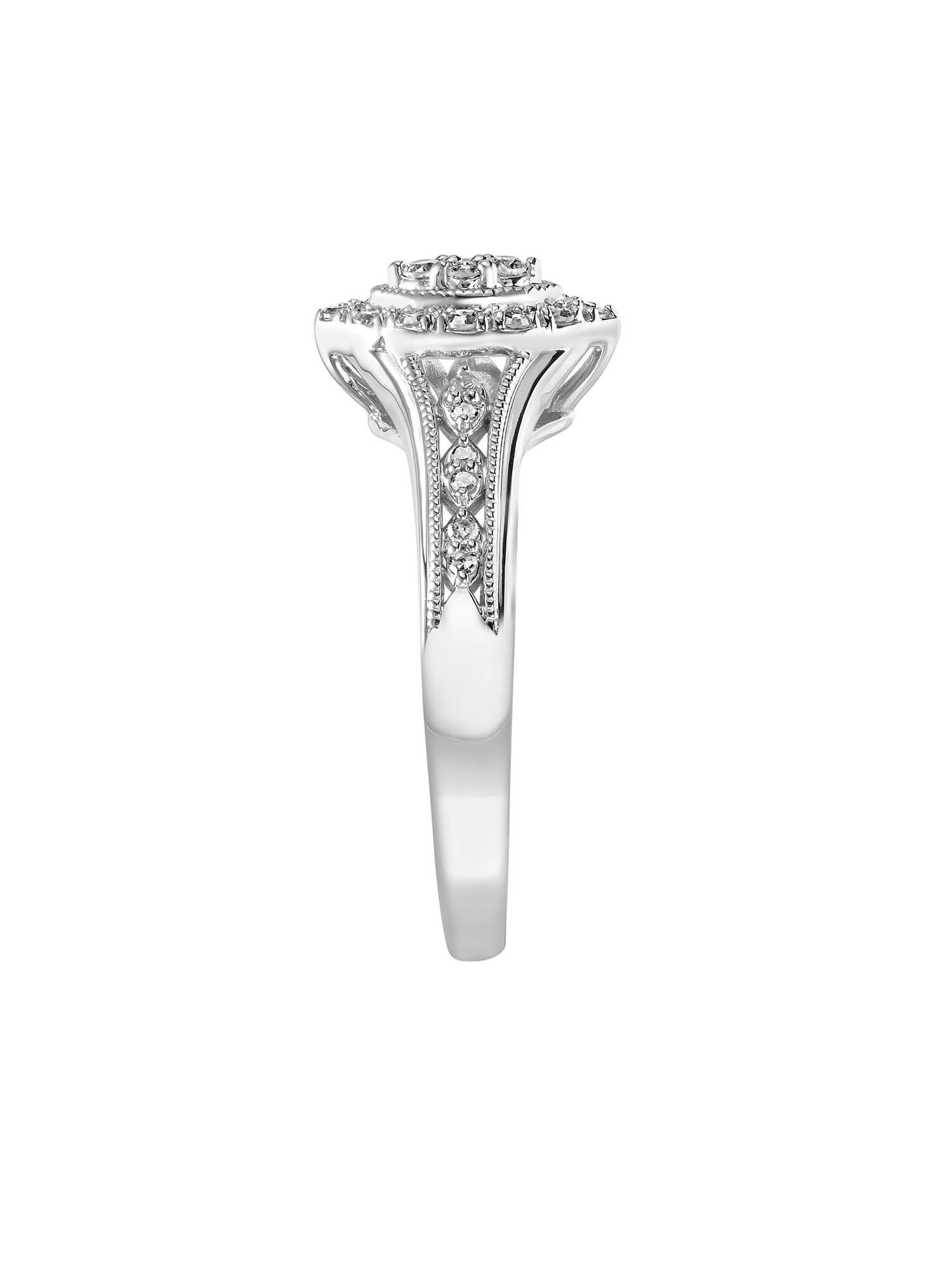 Keepsake 1/5 Carat T.W. Diamond Halo Marquise-Shape 2-Piece Bridal Set in Sterling Silver